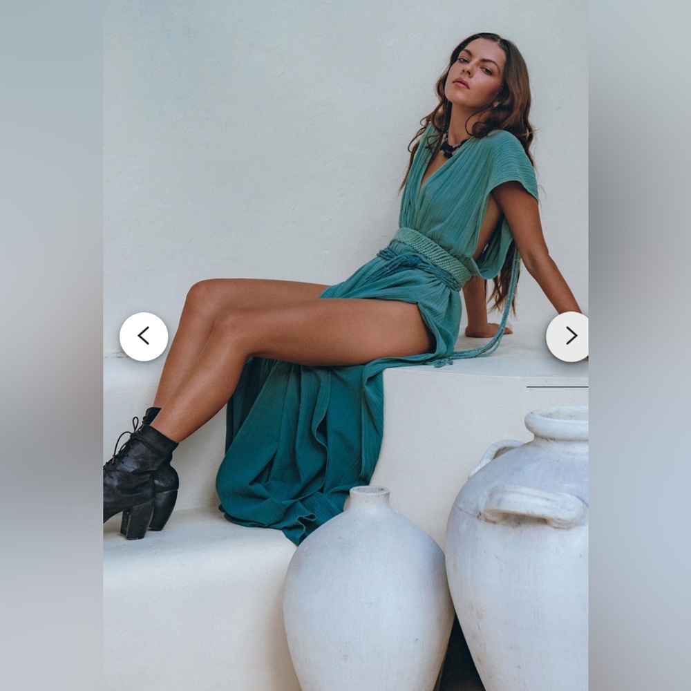 Aya Sacred wear turquoise macrame dress NEW